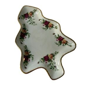 Royal Albert Old Country Roses Christmas Tree Shape Candy Dish Porcelain England